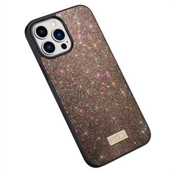 SULADA Anti-fall Phone Case For iPhone 14 Pro, PU Leather Coated PC + TPU Glitter Sequins Protective Back Cover
