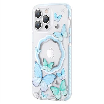 KINGXBAR Butterfly Series Magnetic Phone Case for iPhone 14 Pro Compatible with MagSafe, PET+TPU Shockproof Protection IML Cover