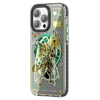 PQY Mecha Series IML Phone Case for iPhone 14 Pro, Hybrid PET+TPU Luminous Electroplating Protective Cover, Compatible with MagSafe