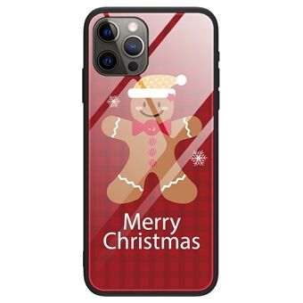 For iPhone 14 Pro Soft TPU + Tempered Glass Anti-Scratch Back Case Christmas Pattern Printing Protective Cover - SD
