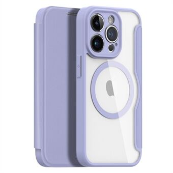 DUX DUCIS Skin X Pro Magnetic Phone Case for iPhone 14 Pro PU Leather Case Clear Back Phone Cover with Card Holder / Stand
