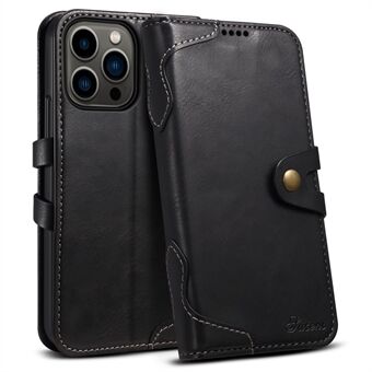 SUTENI Q03 Series PU Leather Case for iPhone 14 Pro, Button Closure Foldable Stand Wallet Drop-proof Cover