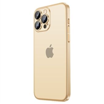 Electroplating Phone Case for iPhone 14 Pro Matte Phone Cover with Tempered Glass Camera Lens Film