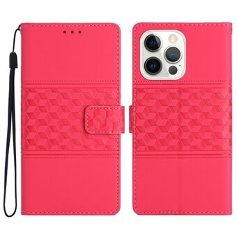 PU Leather Smartphone Case for iPhone 14 Pro, Retro Imprinted Pattern Shockproof Phone Cover Stand Wallet Skin-touch Feeling Shell