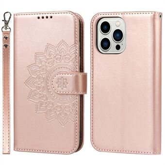 For iPhone 14 Pro R61 Texture Felled Seam PU Leather + TPU Foldable Stand Phone Case Pattern Imprinted Wallet Cover