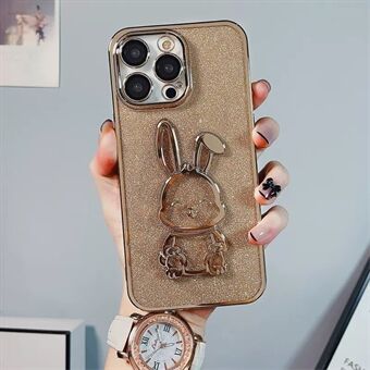 For iPhone 14 Pro Cute Rabbit Electroplating Phone Case Glitter Soft TPU Full Camera Lens Protection Cover