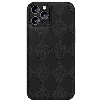 For iPhone 14 Pro Rhombus Imprinted PU Leather Coated PC+TPU Phone Cover Back Shell