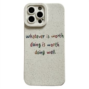 For iPhone 14 Pro Eco-friendly Wheat Straw Phone Case Simple English Letters Degradable Cell Phone Cover Shell