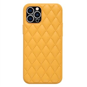 Back Case for iPhone 14 Pro, Rhombus Texture PU Leather+TPU Phone Cover Drop Protection Shell