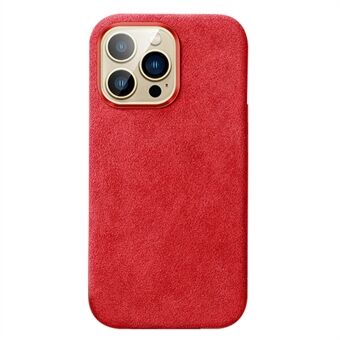 Back Cover for iPhone 14 Pro Compatible with MagSafe Genuine Leather Coated PC Phone Case with Metal Button