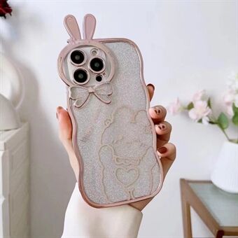 For iPhone 14 Pro Rabbit Design Electroplating Phone Case Glitter Anti-drop Soft TPU Mobile Phone Cover