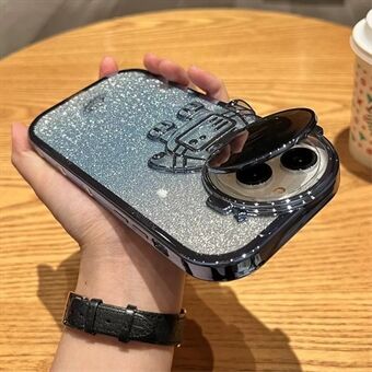 Spaceman Glitter Design TPU Phone Case for iPhone 14 Pro Anti-Fall Electroplating Shockproof Case with Lens Cover