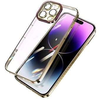 For iPhone 14 Pro Hard PC Phone Case Electroplating Crystal Clear Phone Cover with Camera Lens Guard