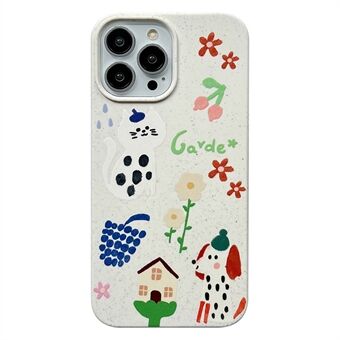 For iPhone 14 Pro Case Wheat Straw Degradable Phone Cover Pattern Printing Phone Shell