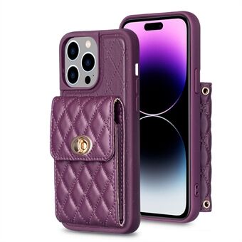 For iPhone 14 Pro Protective Case BF20-Style PU Leather TPU Phone Cover with Card Holder, Strap
