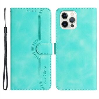 YX003 For iPhone 14 Pro Imprinted Smile Pattern PU Leather Cover Wallet Stand Cell Phone Case