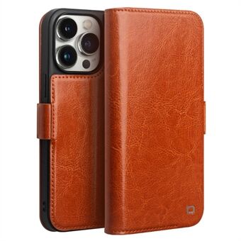 QIALINO For iPhone 14 Pro Genuine Cow Leather Phone Case Stand Folio Wallet Cover