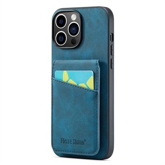 FIERRE SHANN For iPhone 14 Pro Phone Cover Crazy Horse Texture Kickstand PU Leather+TPU Case with Card Slot