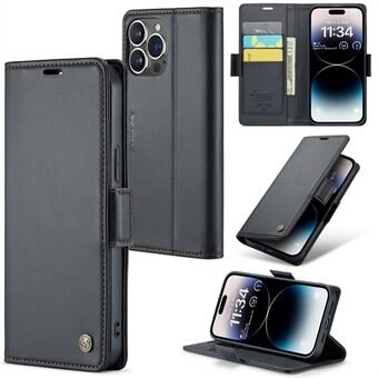CASEME 023 Series For iPhone 14 Pro PU Leather RFID Blocking Phone Case Stand Wallet Flip Cover