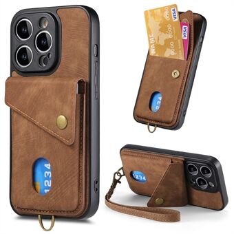 Phone Case with Kickstand Card Holder for iPhone 14 Pro , Leather Coated PC+TPU Cover