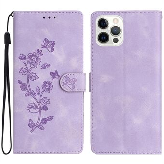 For iPhone 14 Pro Full Protection Leather Case Flower Imprint Wallet Stand Phone Cover