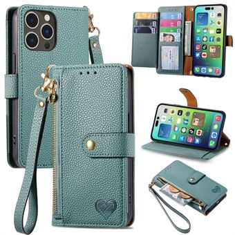 RFID Blocking Leather Phone Case for iPhone 14 Pro , Zipper Pocket Phone Cover with Stand Wallet