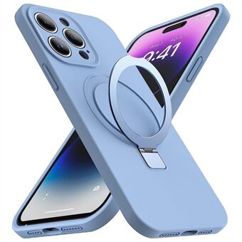 For iPhone 14 Pro Shockproof Liquid Silicone Magnetic Phone Case Kickstand Protective Cover