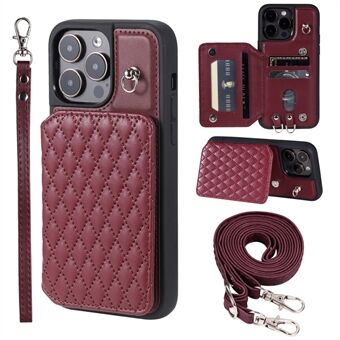 Style 008 For iPhone 14 Pro RFID Blocking Card Holder Kickstand Case Leather+TPU Phone Cover