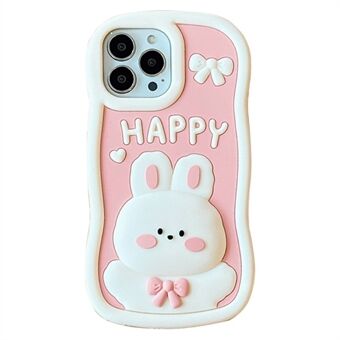For iPhone 14 Pro Soft Silicone Phone Case Anti-drop Cover Shockproof Cell Phone Shell with Rabbit Decor