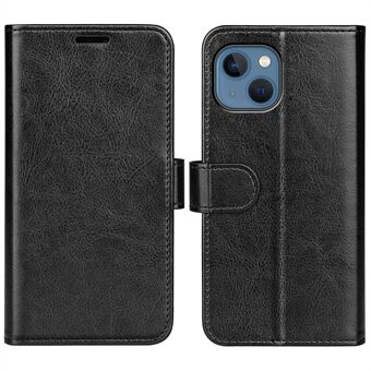 For iPhone 14 Plus 6.7 inch Crazy Horse Texture Flip Folio Phone Case PU Leather + TPU Wallet Stand Magnetic Cover