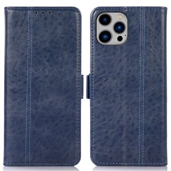 For iPhone 14 Plus 6.7 inch Wallet Case Crazy Horse Texture PU Leather Double Magnetic Clasp Stand Shockproof Cover