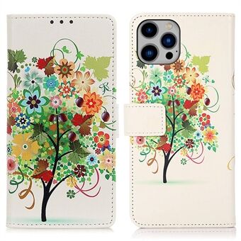 For iPhone 14 Plus 6.7 inch Magnetic Drop-proof Stand Design Leather Phone Case Pattern Printing Wallet Style Protector