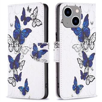 BF Pattern Printing Leather Series-2 for iPhone 14 Plus 6.7 inch Stand Wallet Shockproof PU Leather Phone Case Anti-drop Cover