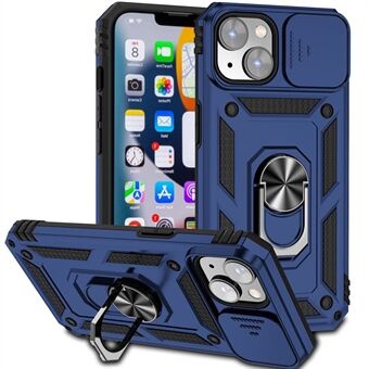 for iPhone 14 Plus 6.7 inch Hard PC + Soft TPU Shockproof Kickstand Case Phone Shell with Slide Camera Protection Cover