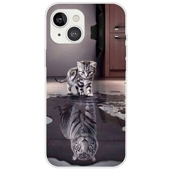 For iPhone 14 Plus 6.7 inch Drop-proof Pattern Printing Clear Design Back Case IMD Soft TPU Wear-resistant Protective Phone Case