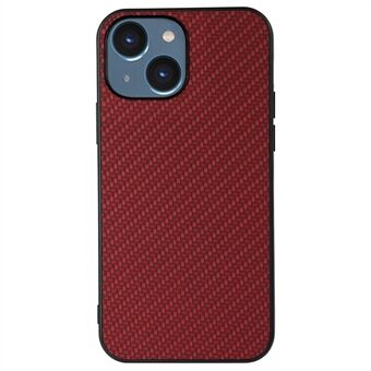 For iPhone 14 Plus 6.7 inch Anti-scratch Phone Case Drop-proof Carbon Fiber Texture Protective Cover PU Leather Coated Cellphone Hybrid Back Shell