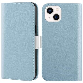 Phone Case for iPhone 14 Plus 6.7 inch, Litchi Texture Anti-fingerprint Candy Color Leather Anti-drop Magnetic Stand Shell with Wallet
