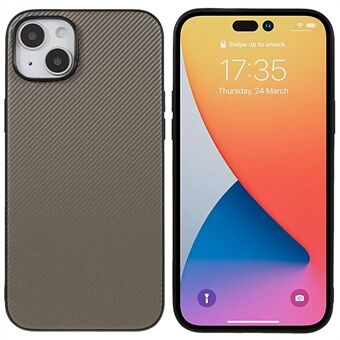 Anti-drop Phone Cover for iPhone 14 Plus, Carbon Fiber Texture Ultra-slim PU Leather Coated PC Case