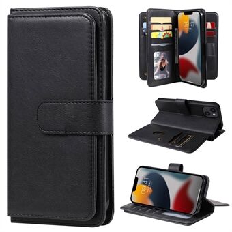 KT Multi-functional Series-1 for iPhone 14 Plus 6.7 inch PU Leather Wallet Case Stand Full Protection Magnetic Phone Cover with 10 Card Slots