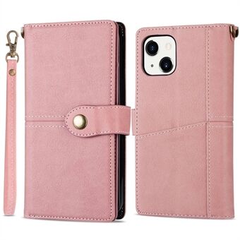 For iPhone 14 Plus 6.7 inch Retro PU Leather Wallet Case Multiple Card Slots Cell Phone Cover with Stand Function