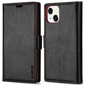 N.BEKUS Flip Cover for iPhone 14 Plus 6.7 inch Skin-Touch Feeling Wallet Stand Anti-drop Magnetic Clasp PU Leather+TPU Phone Case