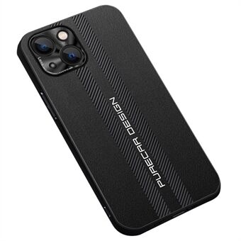 For iPhone 14 Plus 6.7 inch Shockproof Carbon Fiber Textured PU Leather Coated PC+TPU Hybrid Case Phone Protective Cover