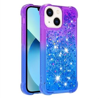 YB Quicksand Series-3 for iPhone 14 Plus 6.7 inch Gradient Color Moving Glitters Quicksand Phone Case Shockproof TPU Cover