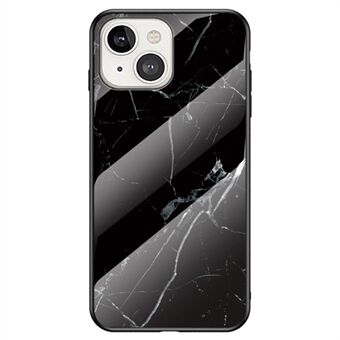 For iPhone 14 Plus 6.7 inch Scratch-proof Phone Case with Marble Pattern Tempered Glass + PC + TPU Ultra Slim Hybrid Back Cover