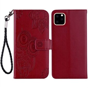 For iPhone 14 Plus 6.7 inch  Shockproof Flip Wallet Case Imprinted Owl Flower Pattern PU Leather Phone Stand Cover