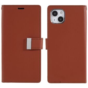 MERCURY GOOSPERY For iPhone 14 Plus Anti-scratch Metal Magnetic Clasp Phone Case Wallet PU Leather + TPU Phone Cover
