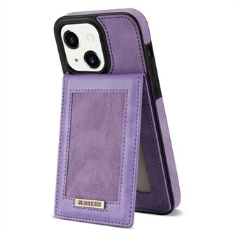 N.BEKUS For iPhone 14 Plus Mobile Phone Cover RFID Blocking Vertical Card Holder Kickstand PU Leather+TPU Phone Back Shell