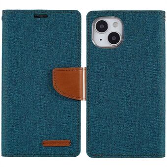 MERCURY GOOSPERY For iPhone 14 Plus Full Protection Phone Case Canvas Texture PU Leather TPU Cover with Stand Wallet