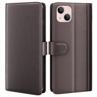 For iPhone 14 Plus Shockproof Phone Cover Genuine Split Leather TPU Stand Wallet Case