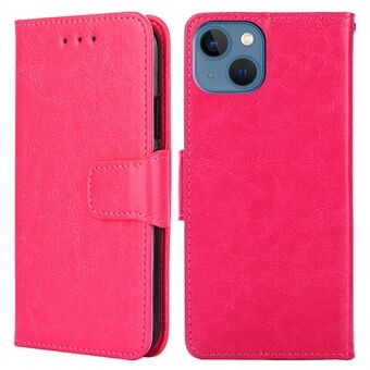 For iPhone 14 Plus Full Protection Textured PU Leather Case Magnetic Clasp Stand Wallet Phone Cover Protector